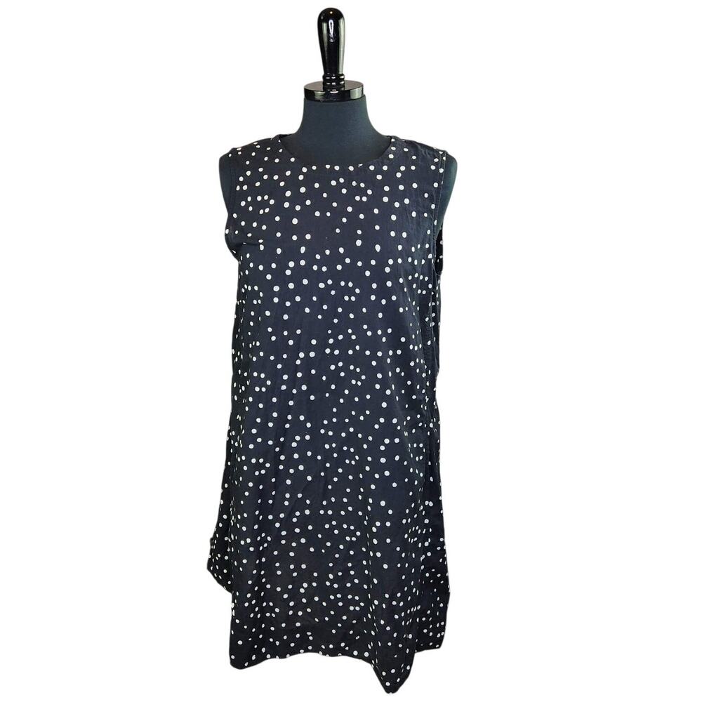 Eileen Fisher Shift Dress Polka Dot Organic Cotton Sleeveless Classic